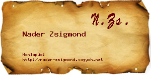 Nader Zsigmond névjegykártya